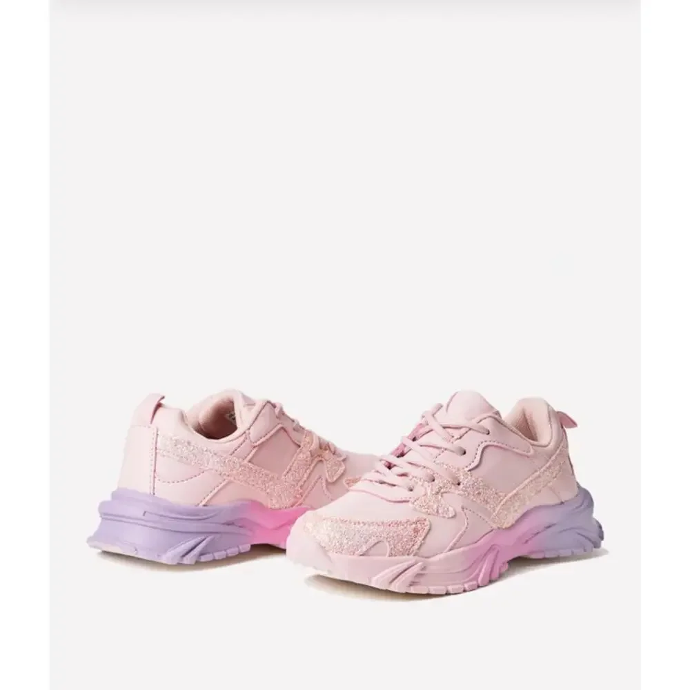 FabKids Pink Ombre Glitter Sneakers Size 10